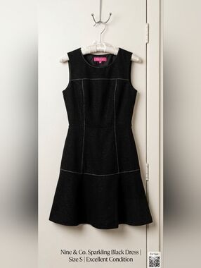 Nine & Co. Sparkling Black Sleeveless Midi Dress